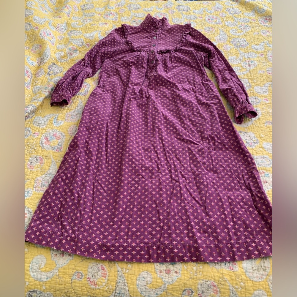 Laura Ashley Purple Floral Babywale Corduroy Smock Dress